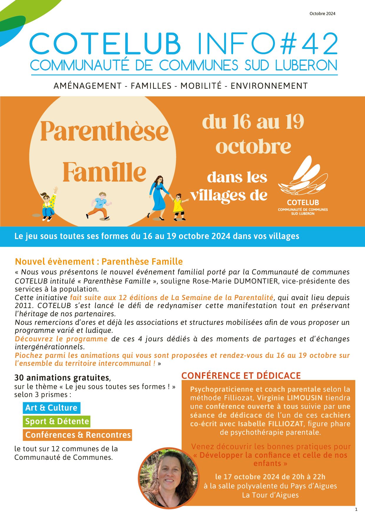 Cotelub Info octobre n42 2024 Lettre page 1